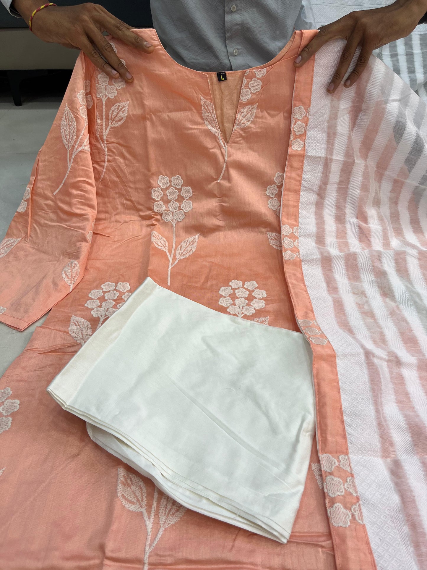 Alia Bhatt Inspired Peach Mul Chanderi Kurta Set