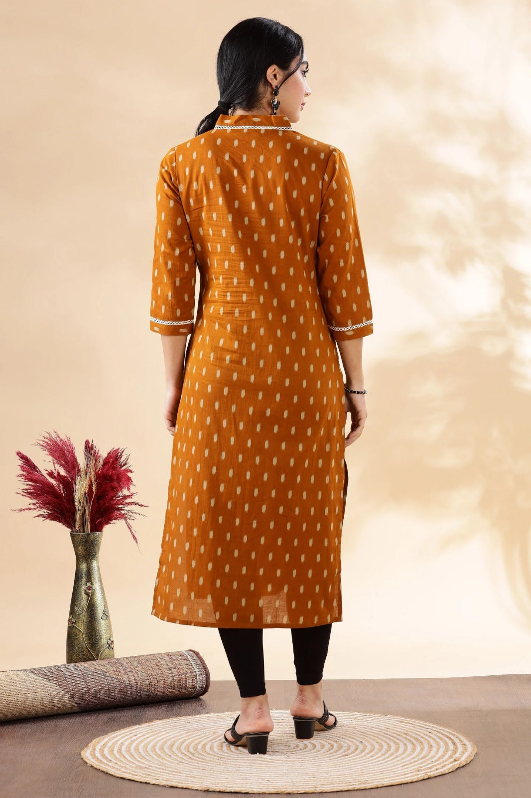 Mustard Rayon Printed Straight Kurti for Women