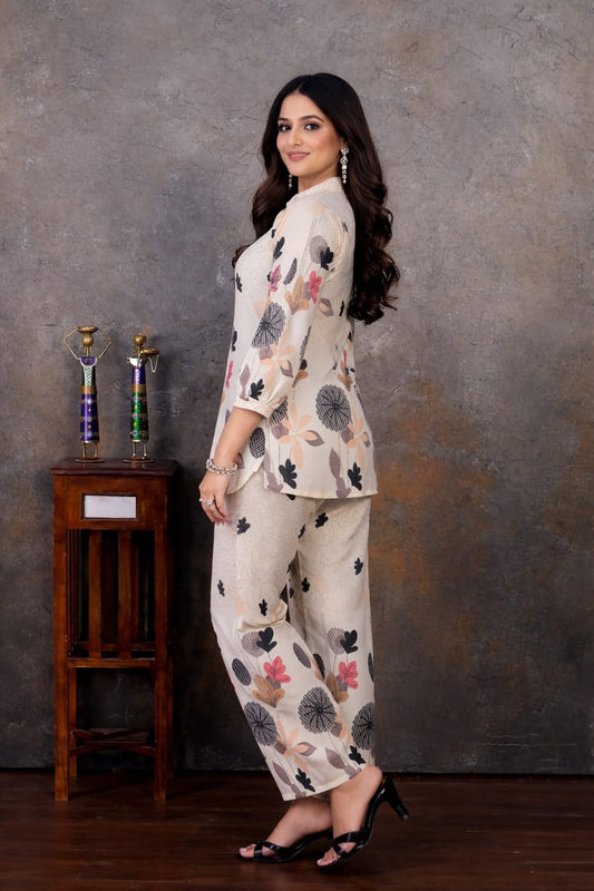 Premium Cream Cotton Co-Ord Set