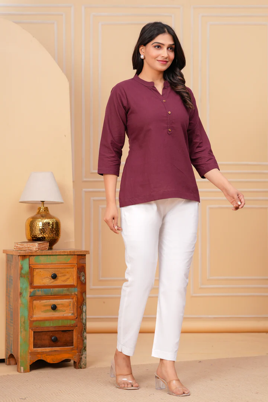 Elegant Maroon Rayon Straight Kurti for Women