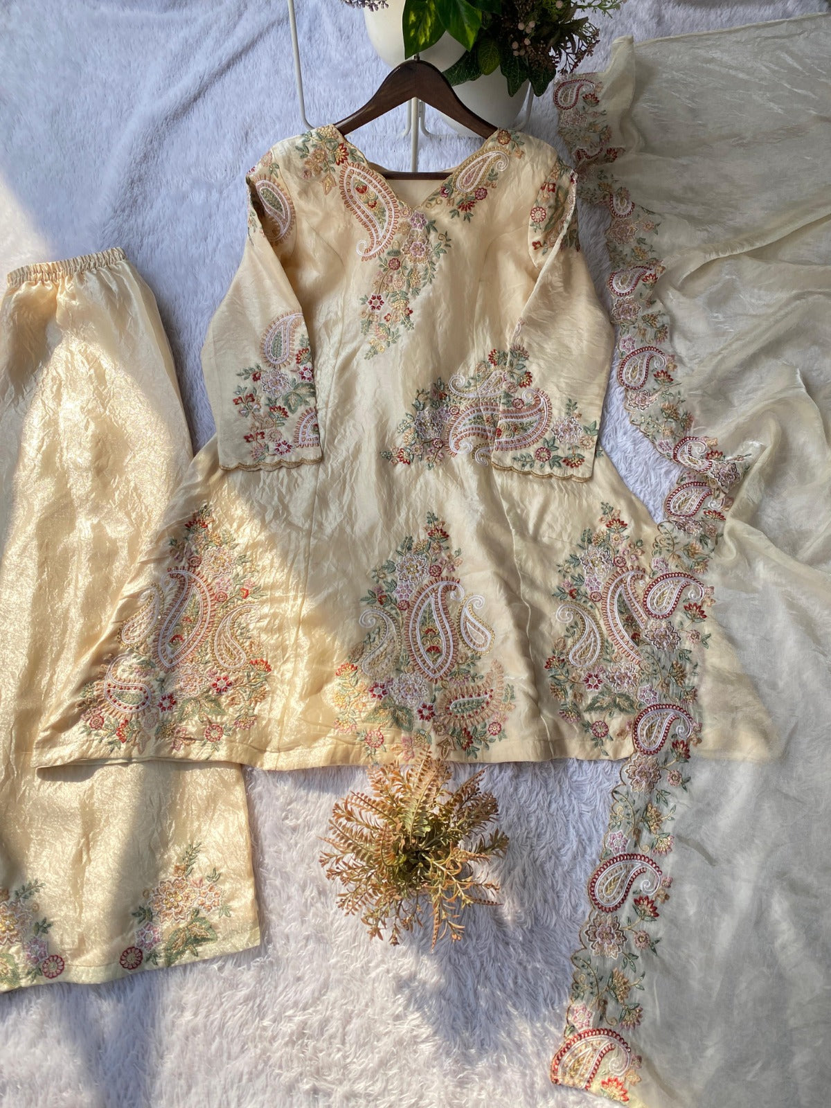 Designer Fendy Sequin Palazzo Suit Set