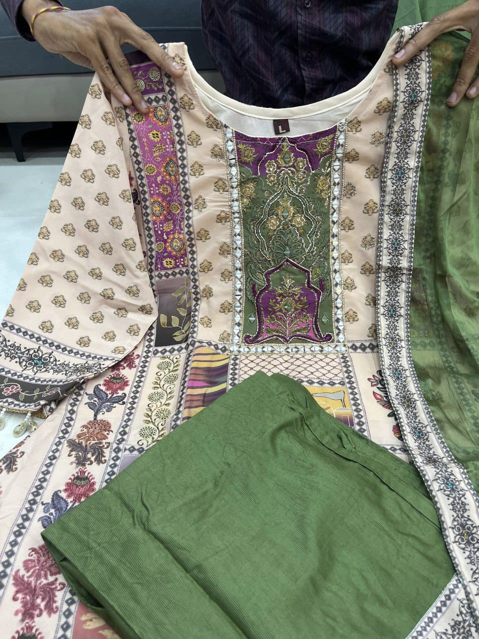 Full Chinon Anarkali Set with Chiffon Dupatta