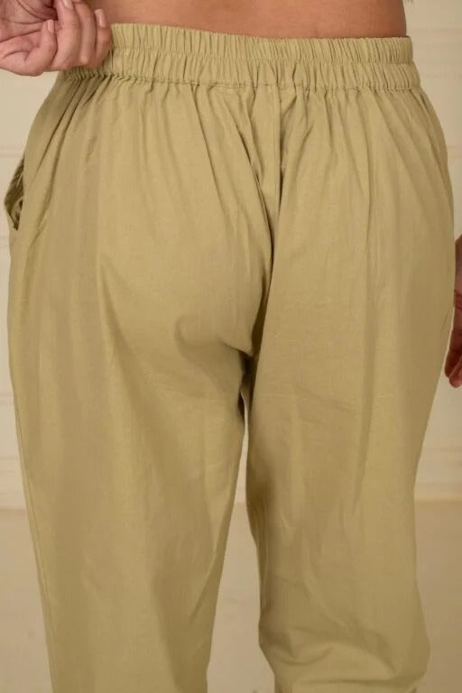 Earthy Brown Wide Leg Cotton Pant