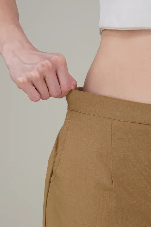 Camel Brown Wide Leg Cotton Pant