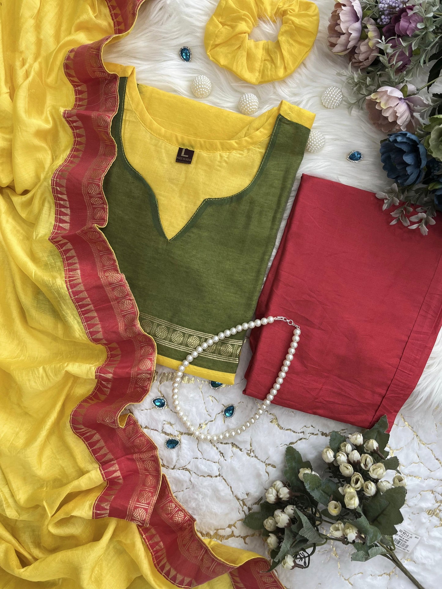 Pure Kanchi Cotton Suit Set with Zari Jacquard Dupatta for Women