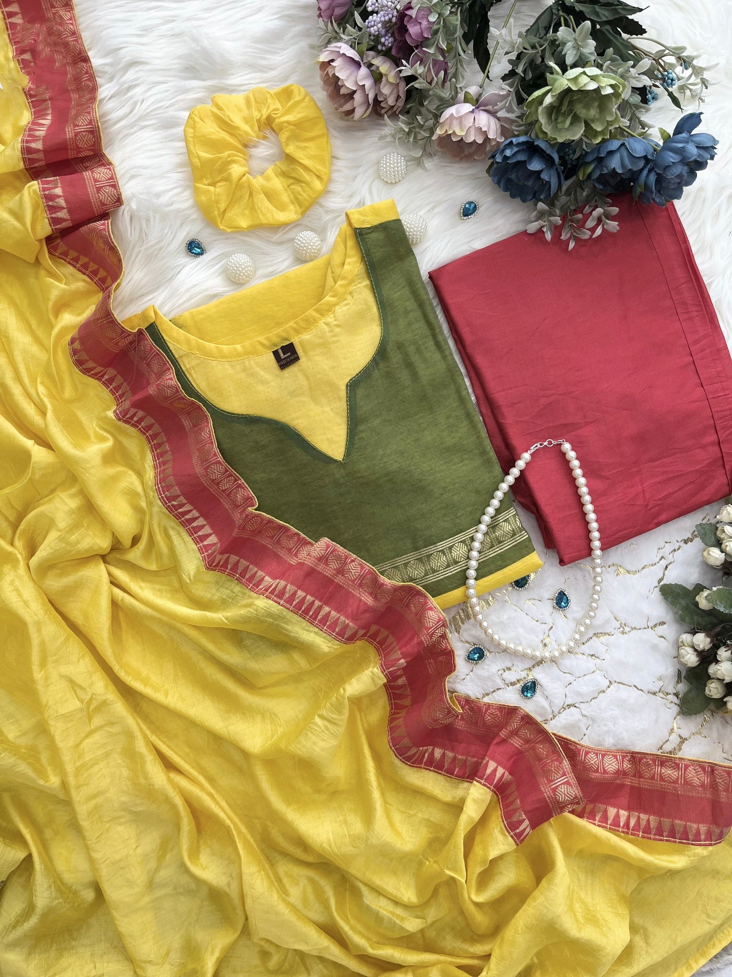 Pure Kanchi Cotton Suit Set with Zari Jacquard Dupatta for Women
