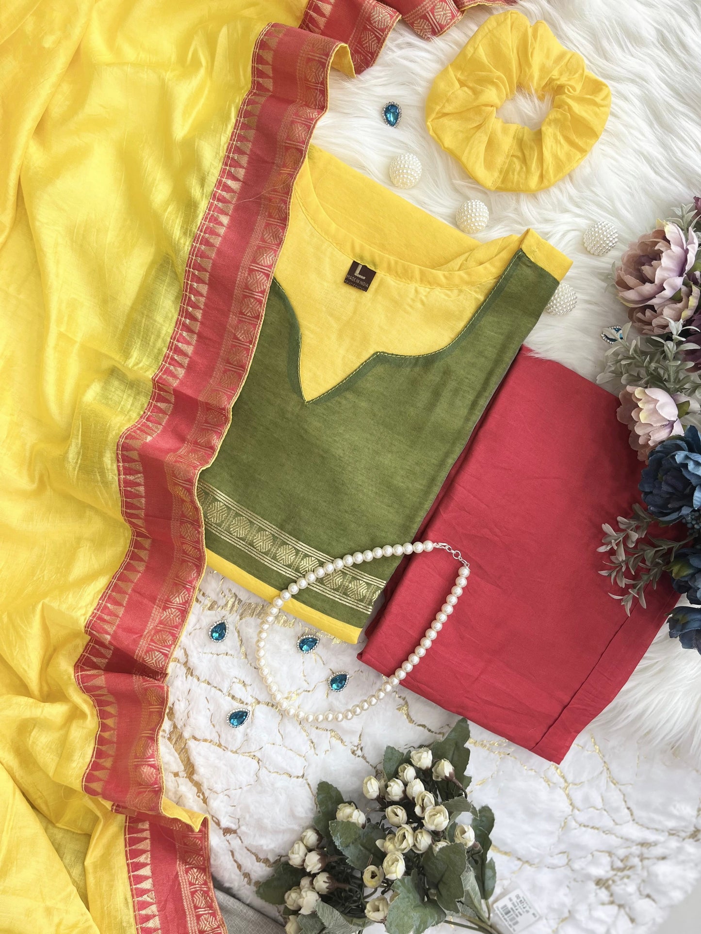 Pure Kanchi Cotton Suit Set with Zari Jacquard Dupatta for Women