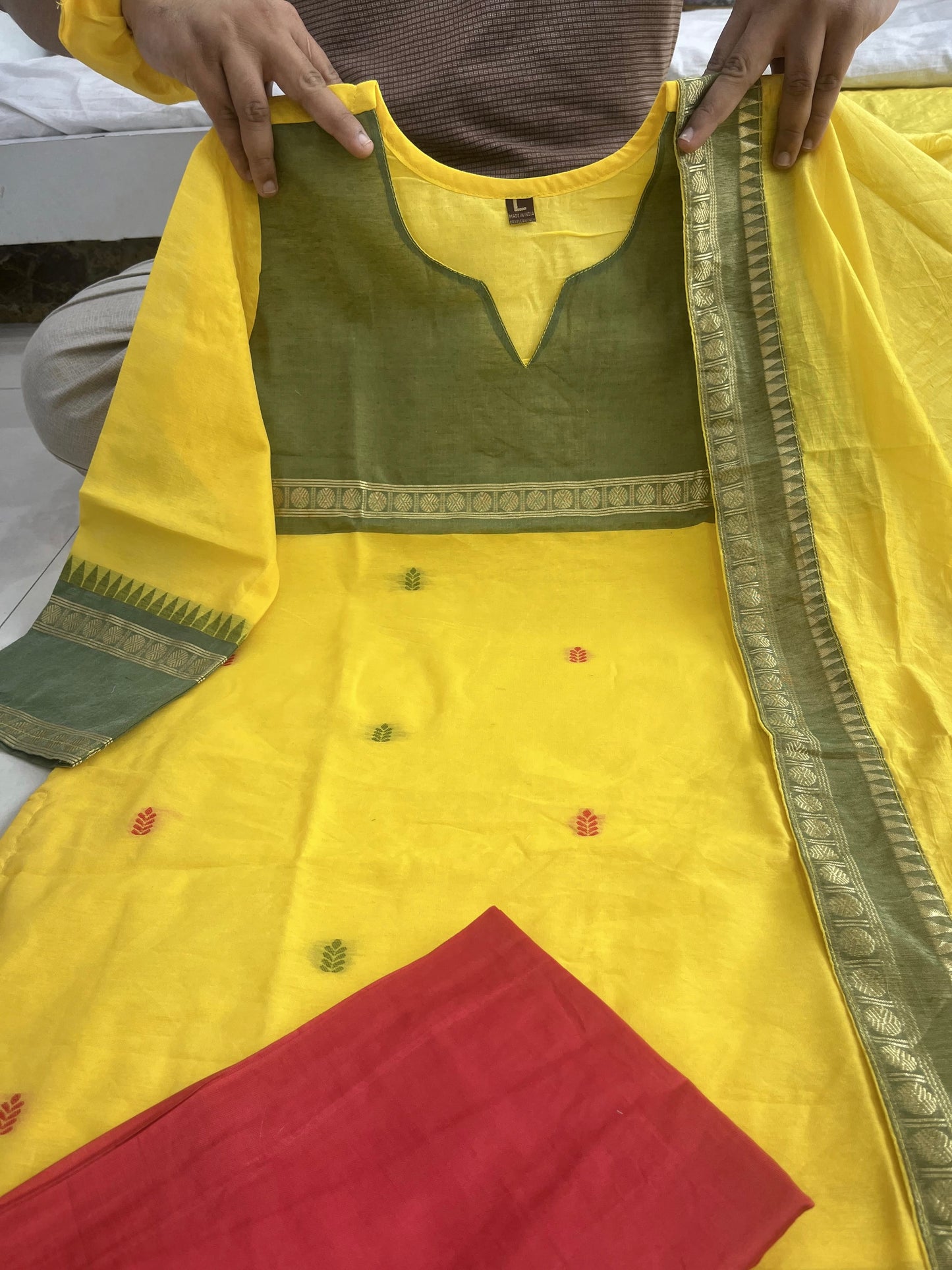 Pure Kanchi Cotton Suit Set with Zari Jacquard Dupatta for Women