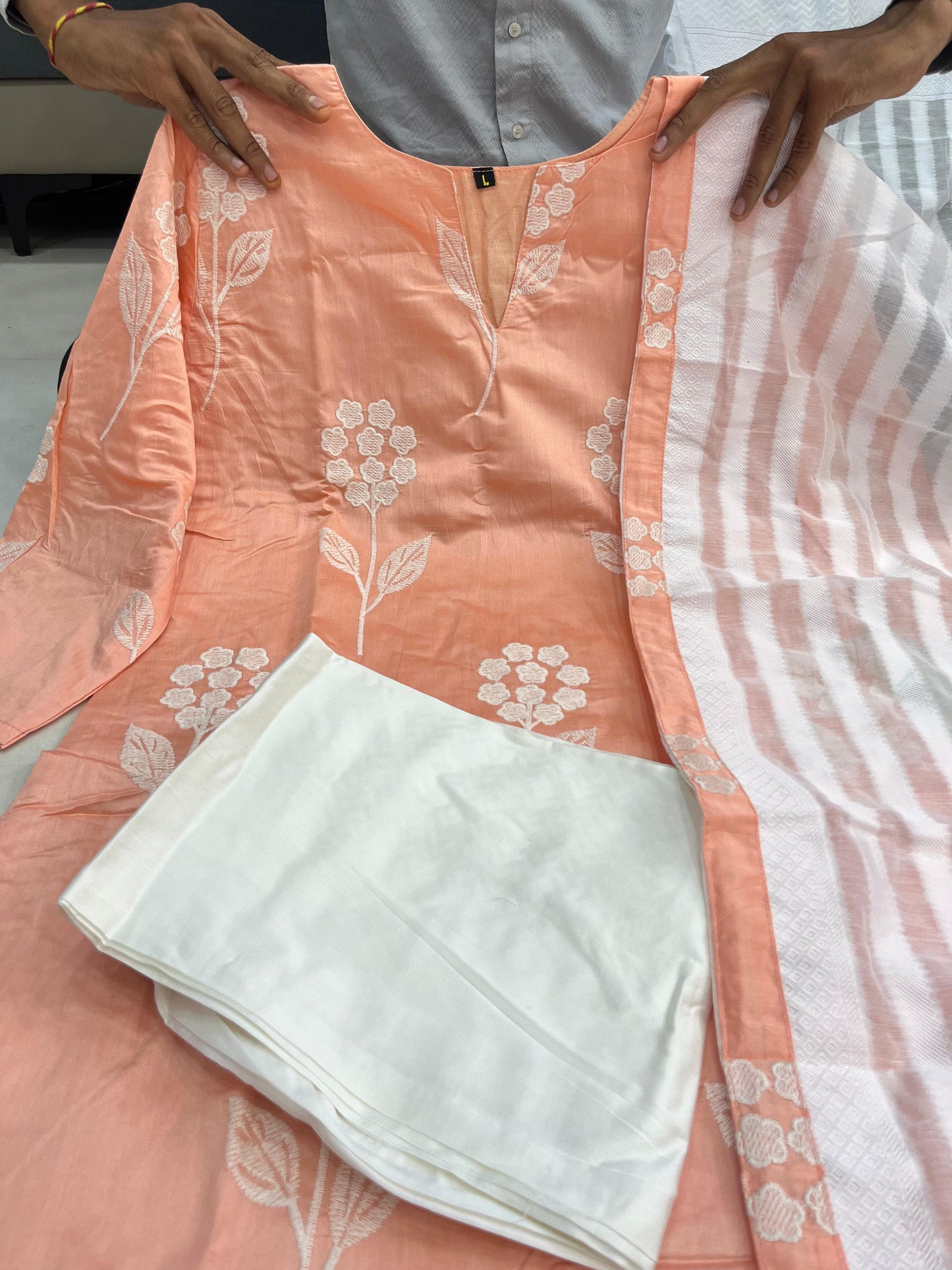 Alia Bhatt Inspired Peach Mul Chanderi Kurta Set