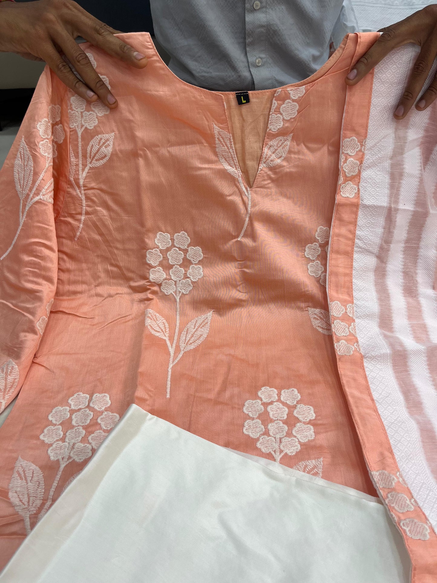Alia Bhatt Inspired Peach Mul Chanderi Kurta Set