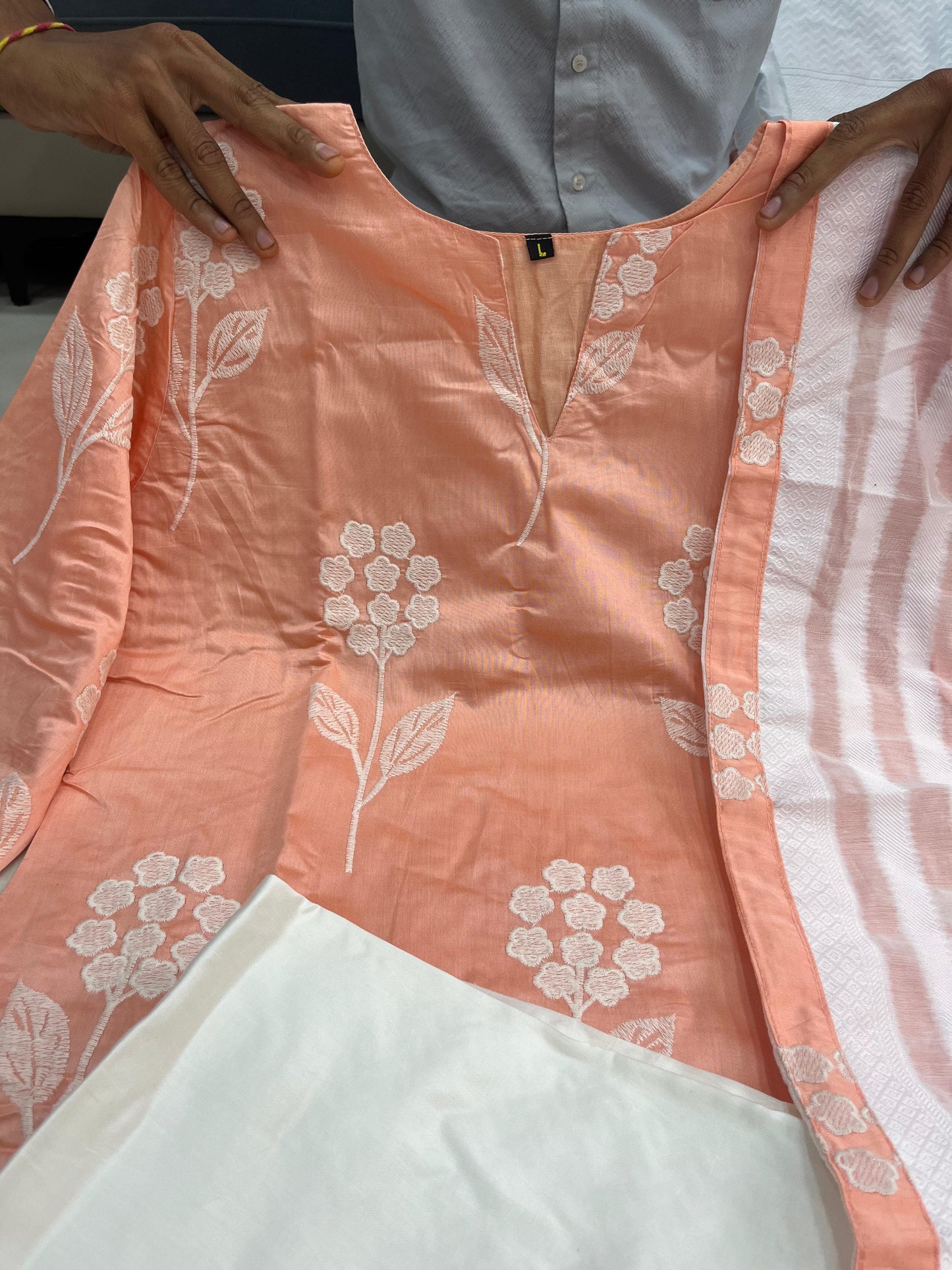 Alia Bhatt Inspired Peach Mul Chanderi Kurta Set