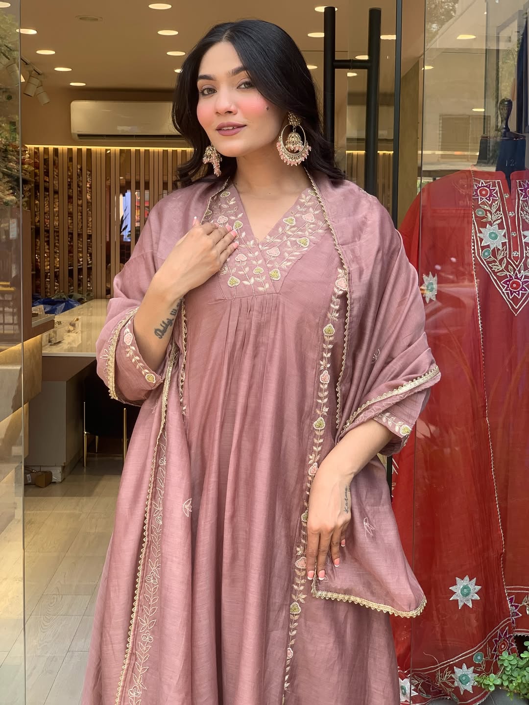Premium Mul Chanderi Kurti Pant & Dupatta
