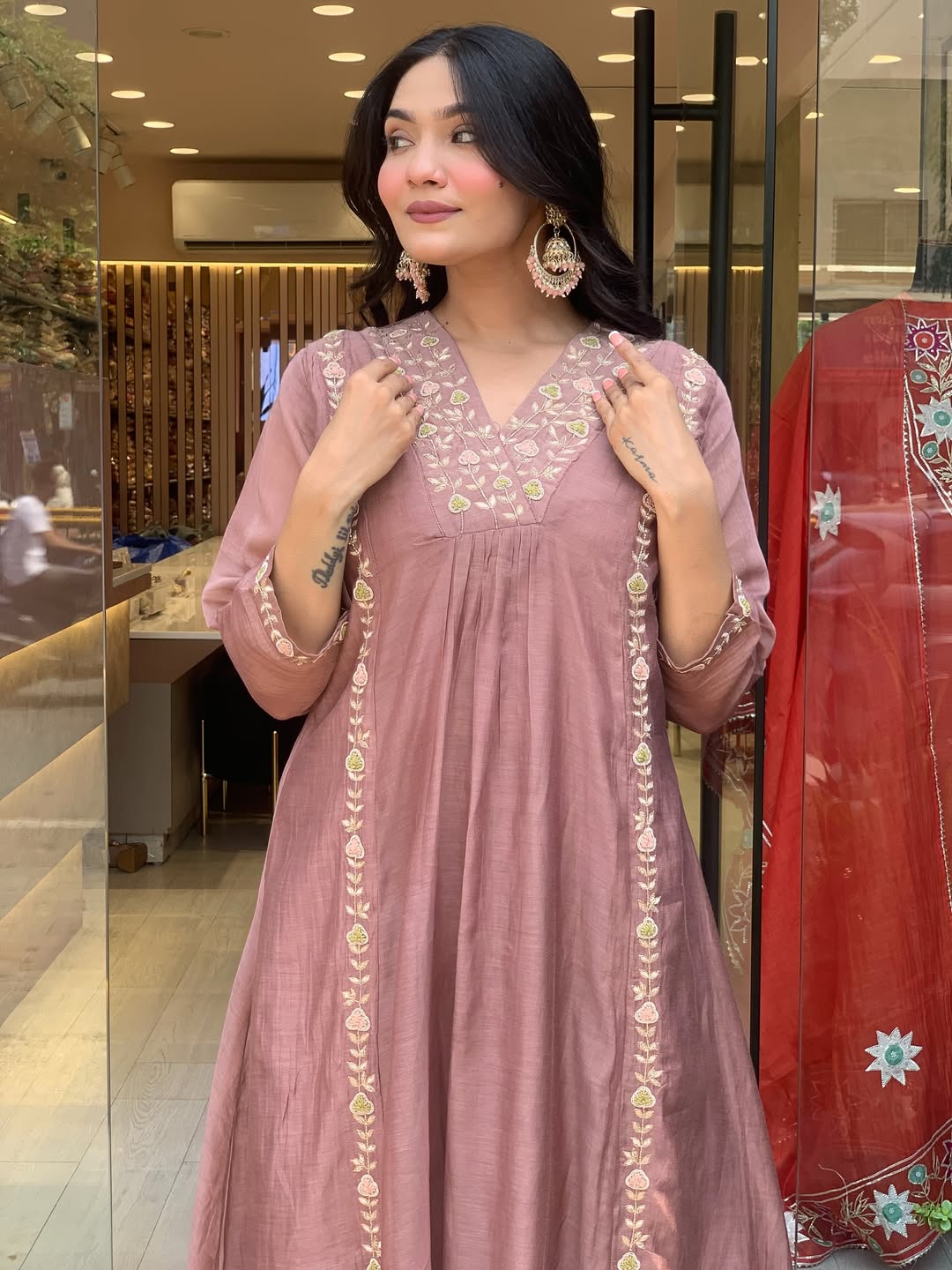 Premium Mul Chanderi Kurti Pant & Dupatta