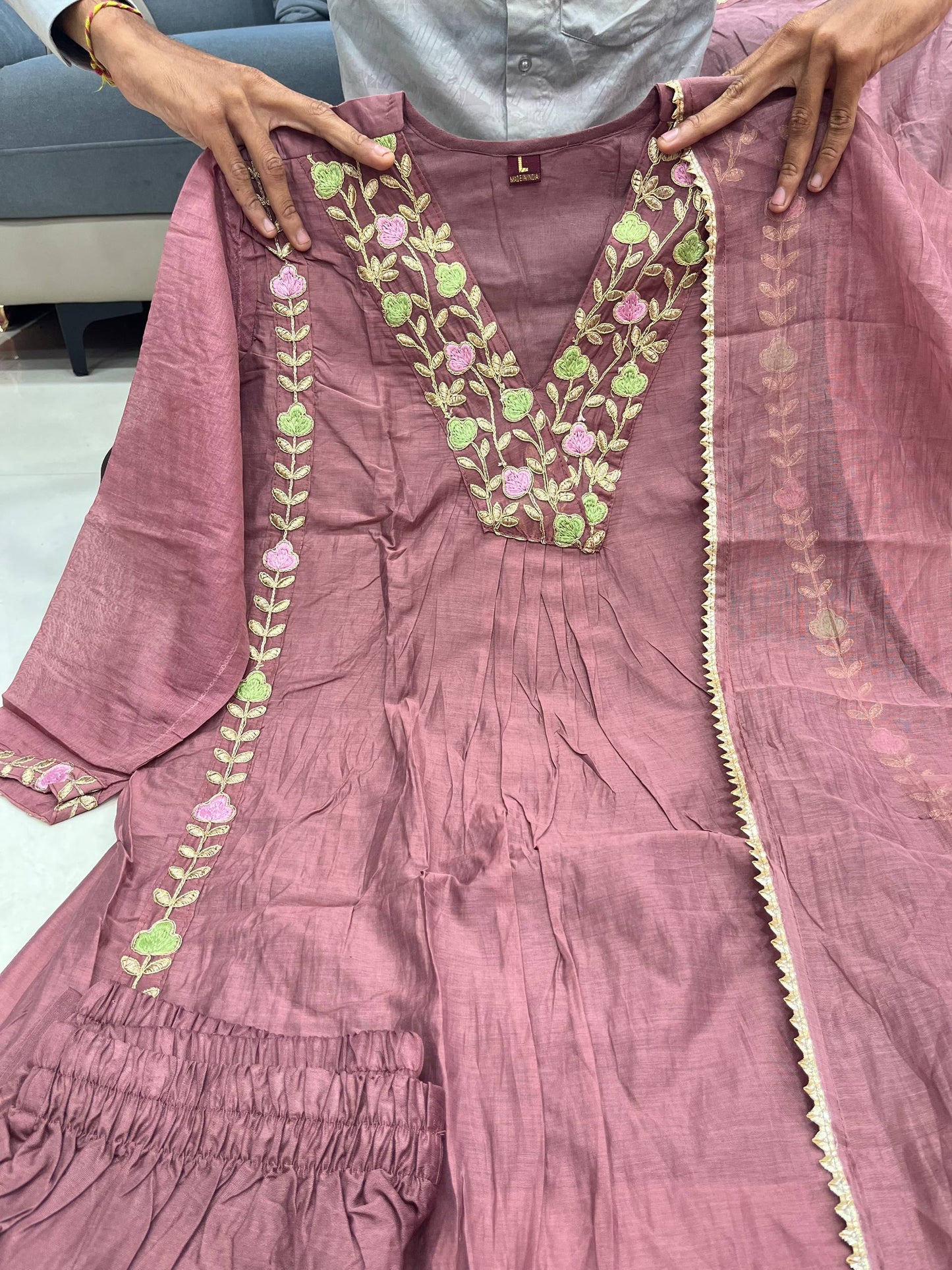 Premium Mul Chanderi Kurti Pant & Dupatta
