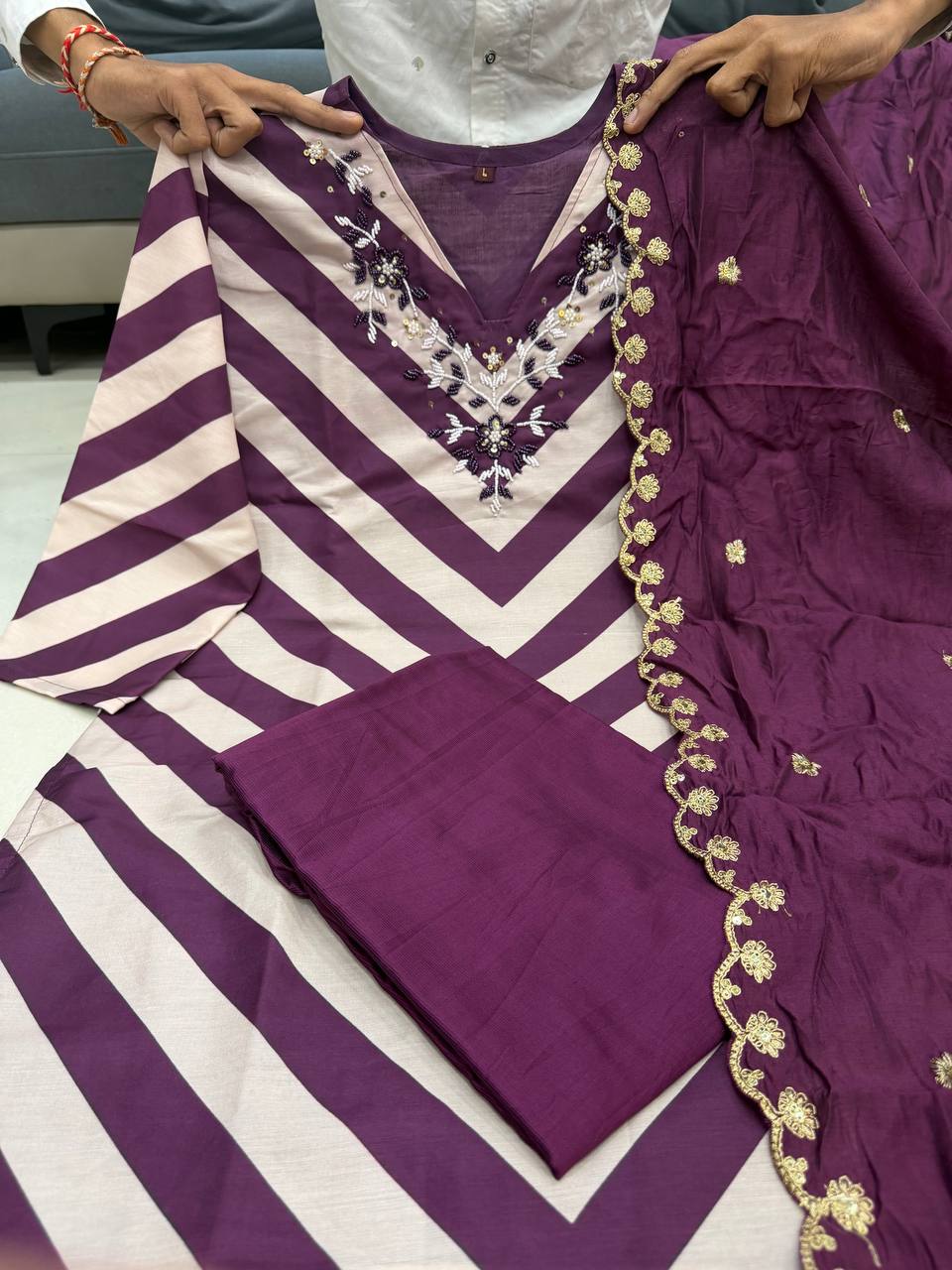 Designer Chanderi Wedding Party Wear Set