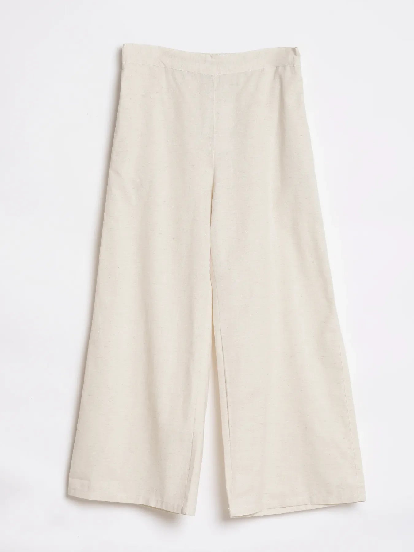 Women Ecru Airy Linen Wide Leg Pant