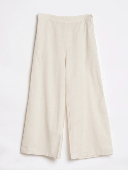 Women Ecru Airy Linen Wide Leg Pant