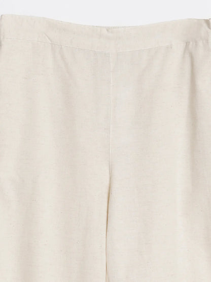 Women Ecru Airy Linen Wide Leg Pant