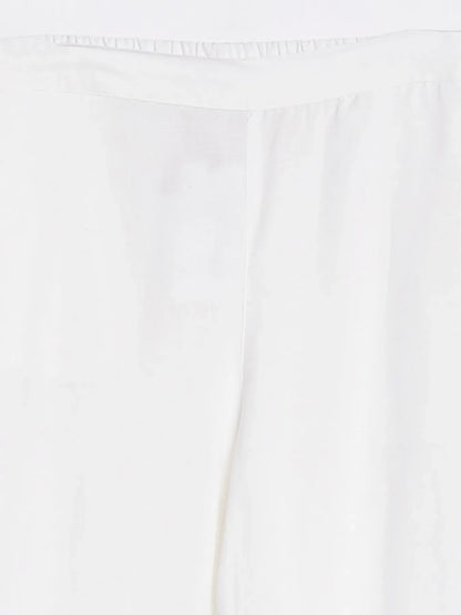 Women White Airy Linen Wide Leg Pant
