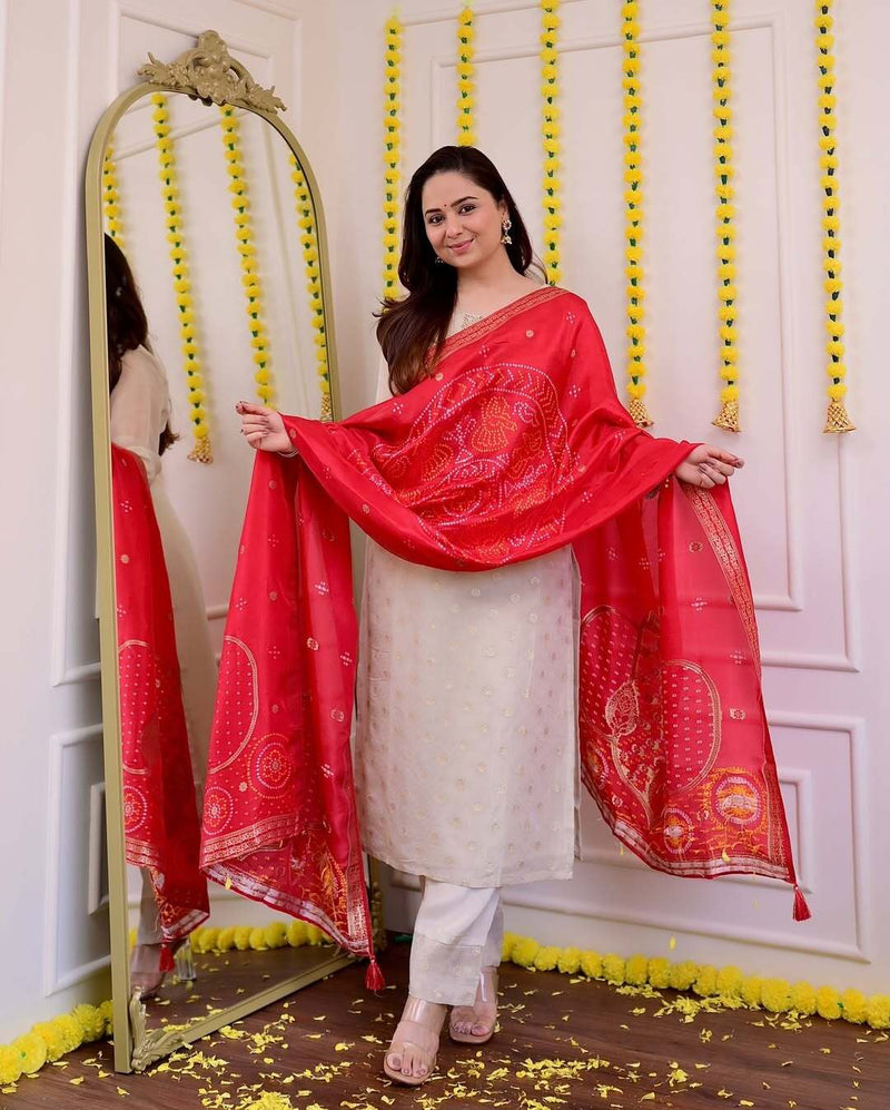 Jacquard Embroidered Festive Wear with Dupatta for Women