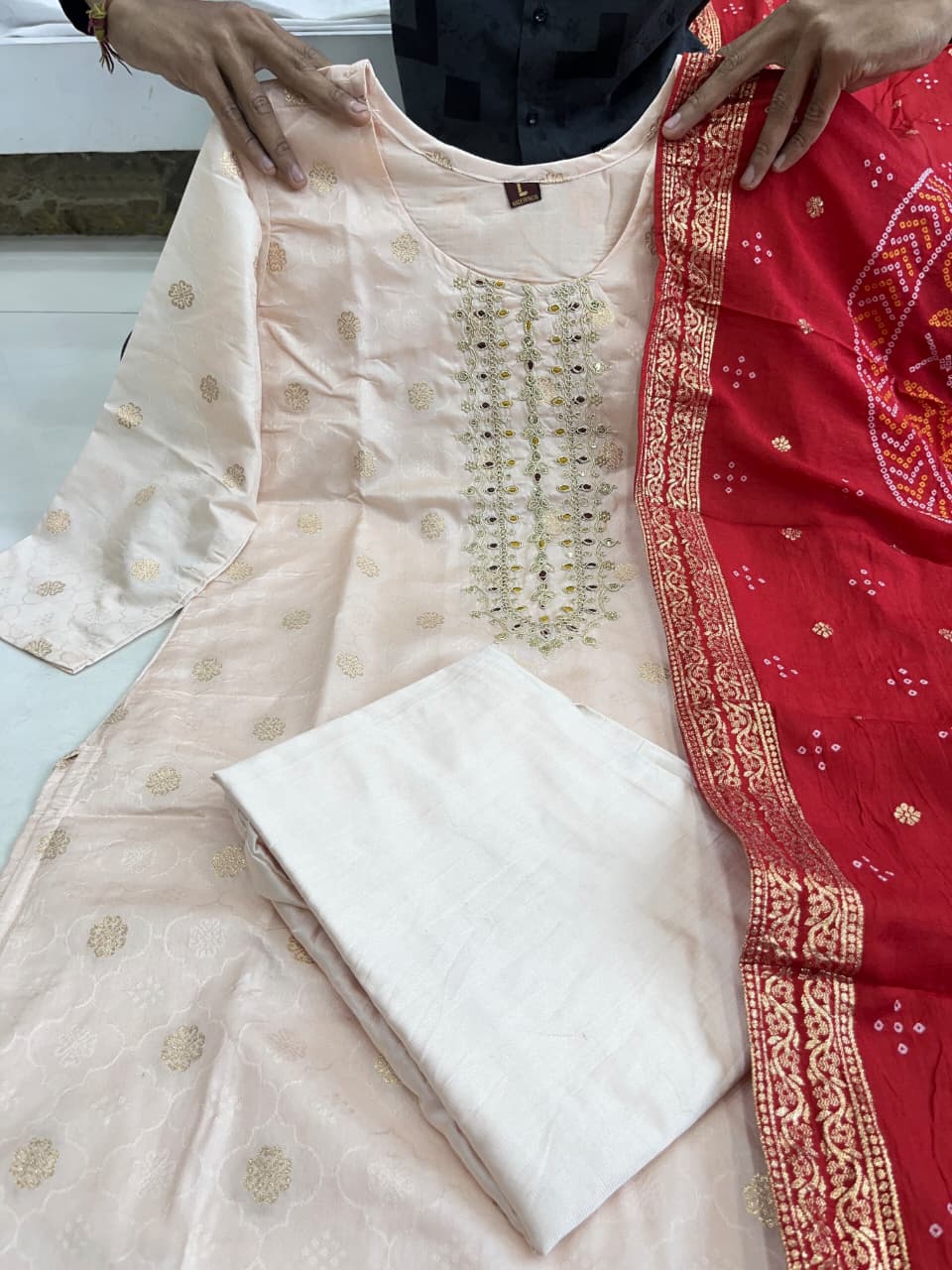 Jacquard Embroidered Festive Wear with Dupatta for Women