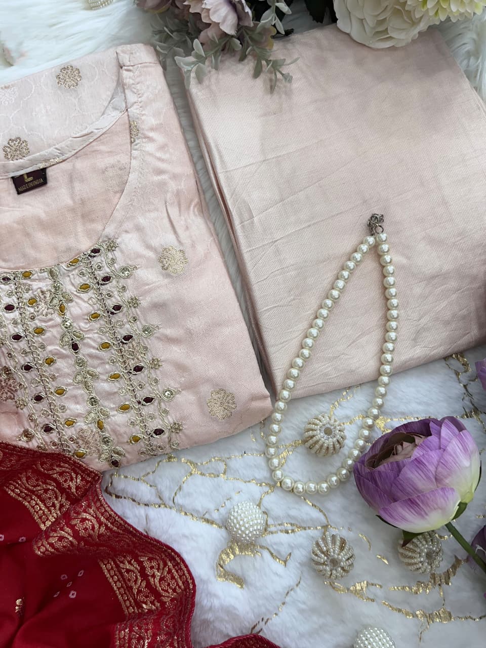 Jacquard Embroidered Festive Wear with Dupatta for Women