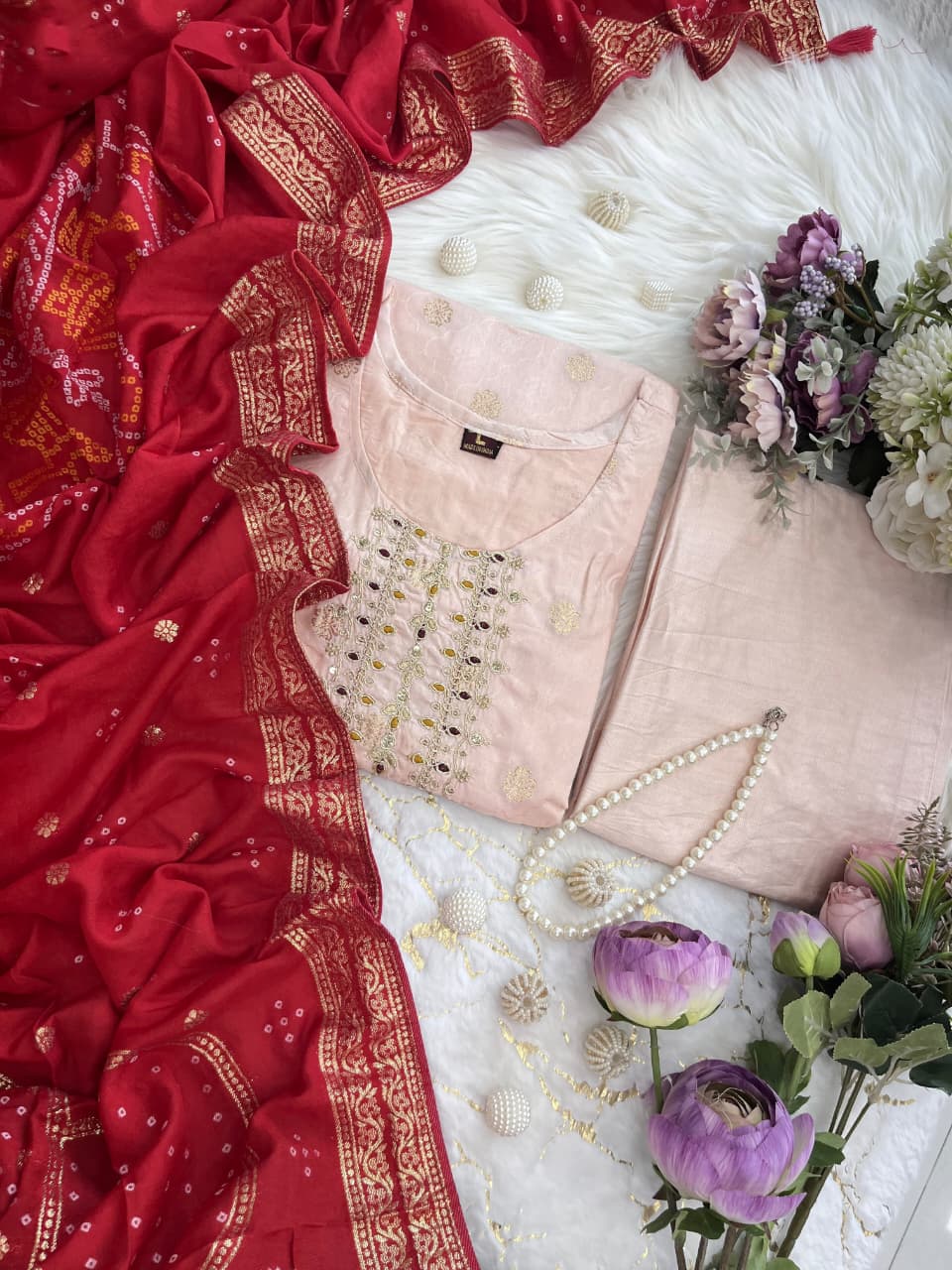 Jacquard Embroidered Festive Wear with Dupatta for Women