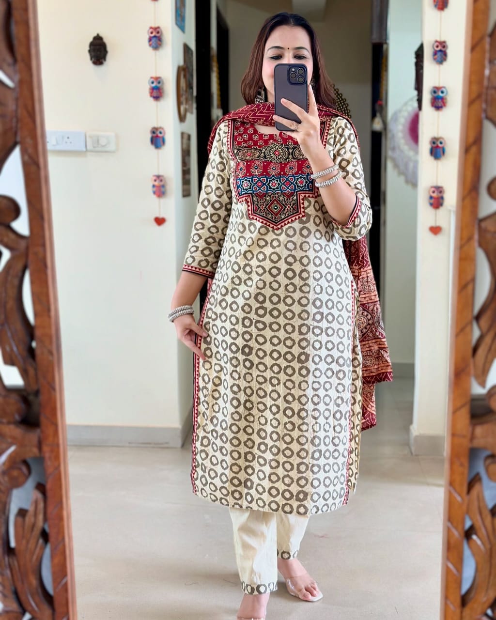 Premium Ajrakh Muslin Suit Set with Dupatta