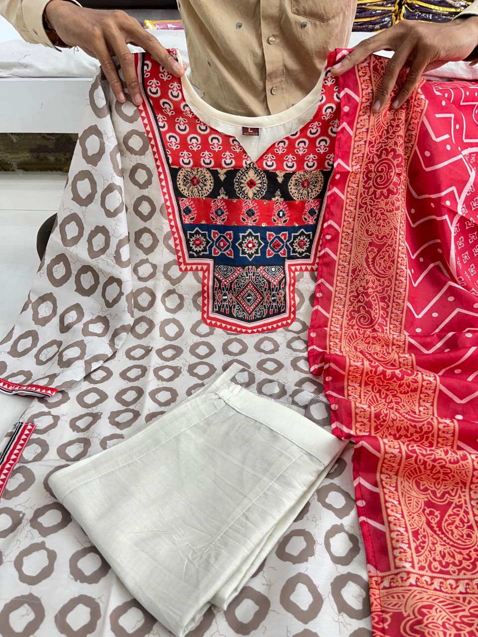Premium Ajrakh Muslin Suit Set with Dupatta