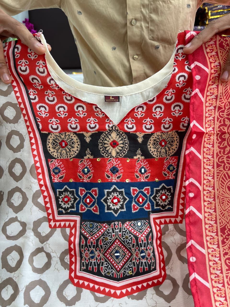 Premium Ajrakh Muslin Suit Set with Dupatta