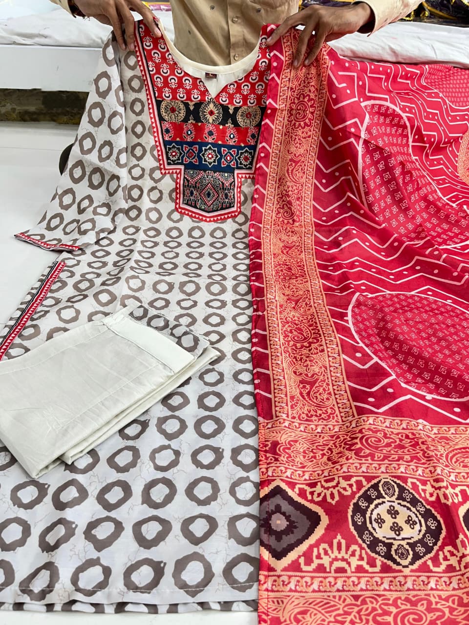 Premium Ajrakh Muslin Suit Set with Dupatta