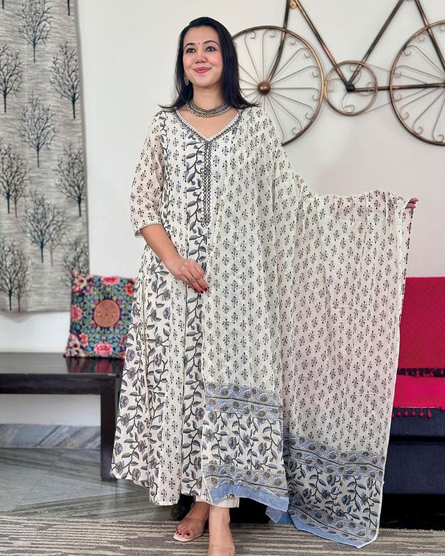 Premium Cotton Anarkali Suit Set with Dupatta