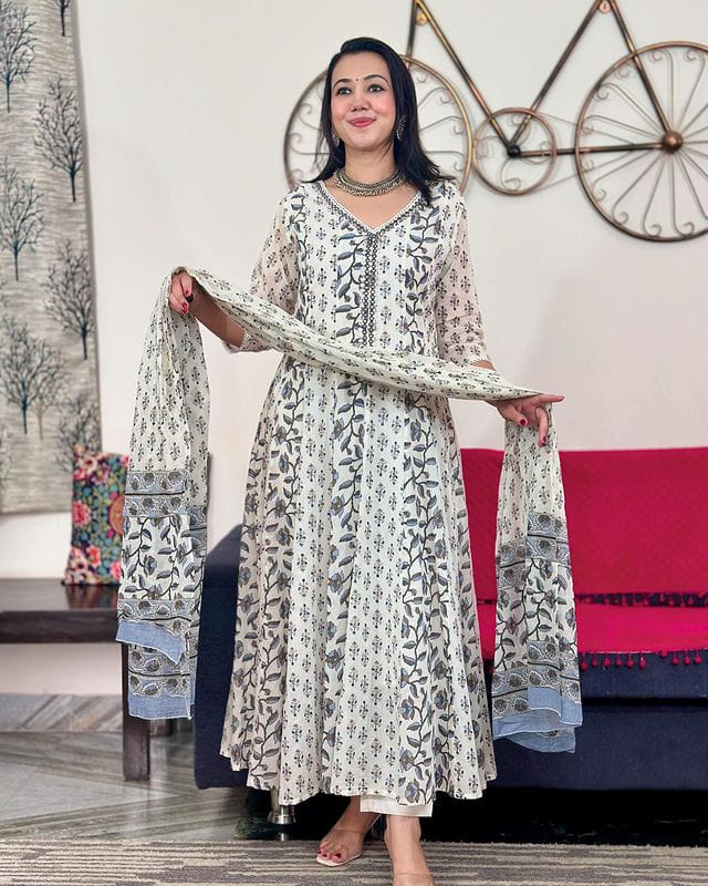 Premium Cotton Anarkali Suit Set with Dupatta