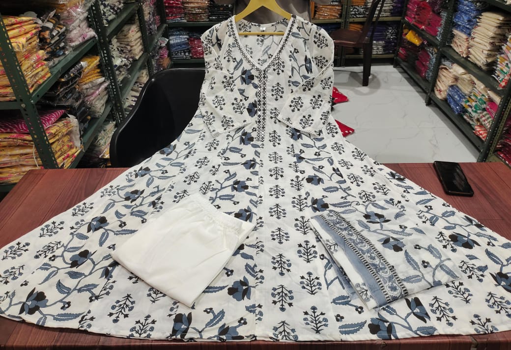 Premium Cotton Anarkali Suit Set with Dupatta