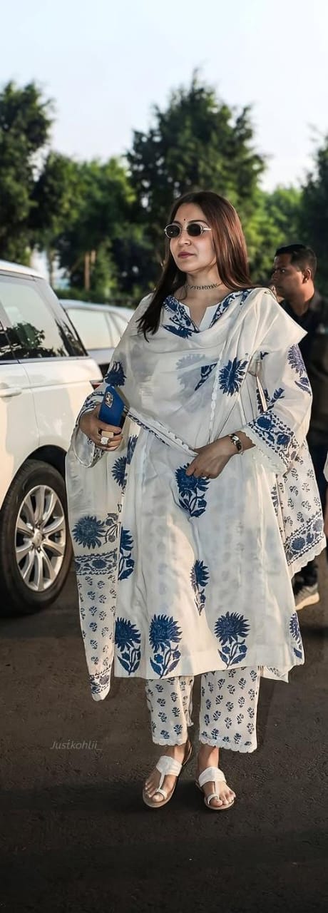 Premium Cotton Printed Kurti Palazzo Set with Dupatta