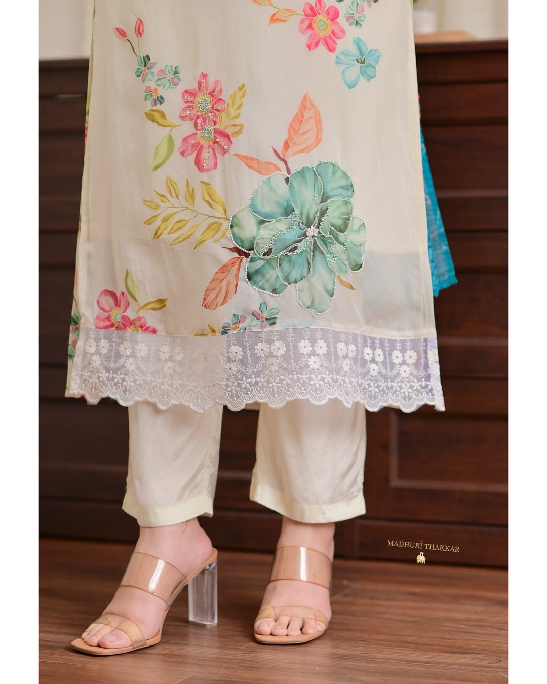 Premium Reshmi Organza Suit Set with Floral Digital Print & Dupatta