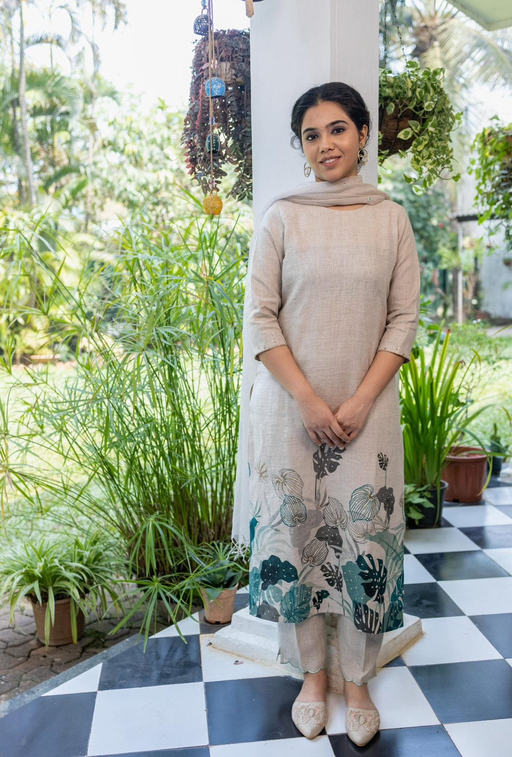 Premium Cotton Linen Suit Set with Digital Print & Kota Doriya Dupatta
