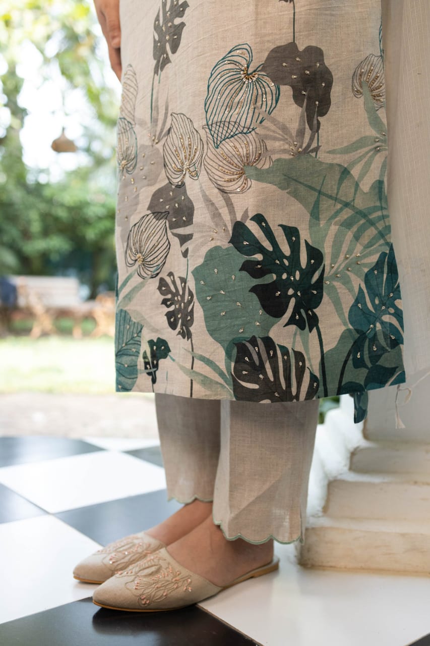 Premium Cotton Linen Suit Set with Digital Print & Kota Doriya Dupatta