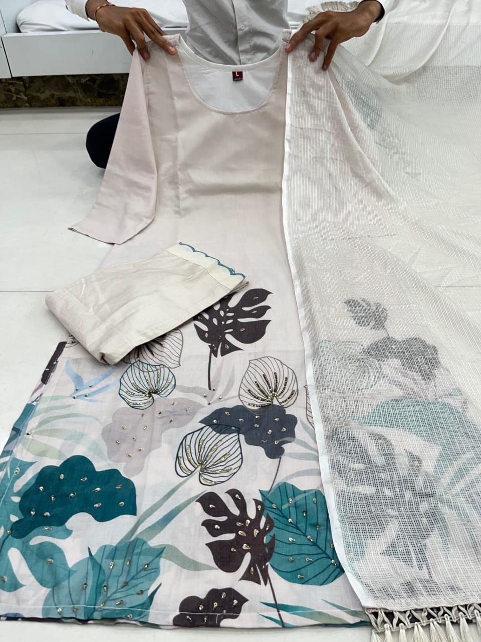 Premium Cotton Linen Suit Set with Digital Print & Kota Doriya Dupatta