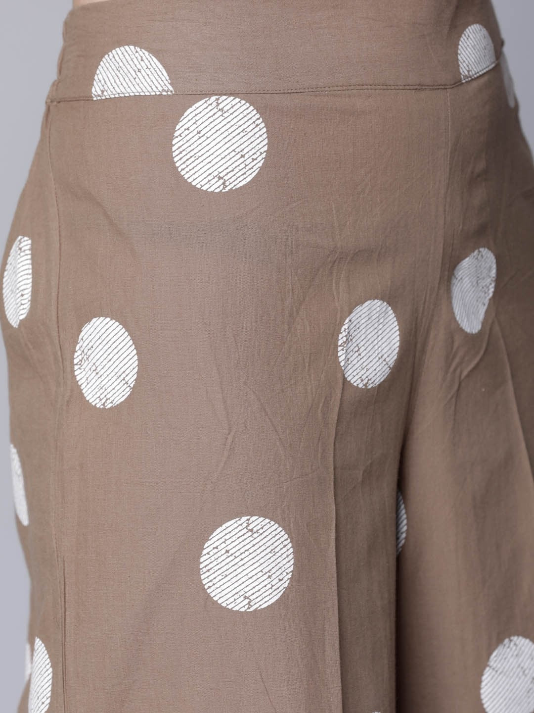 Brown Rayon Printed Kurti Pant Set for Women