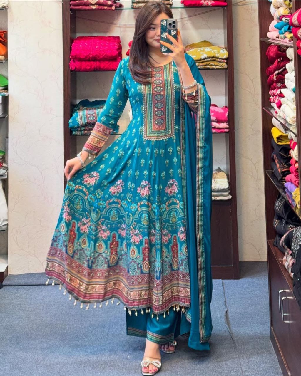 Premium Rajasthani Anarkali Suit Set with Dupatta
