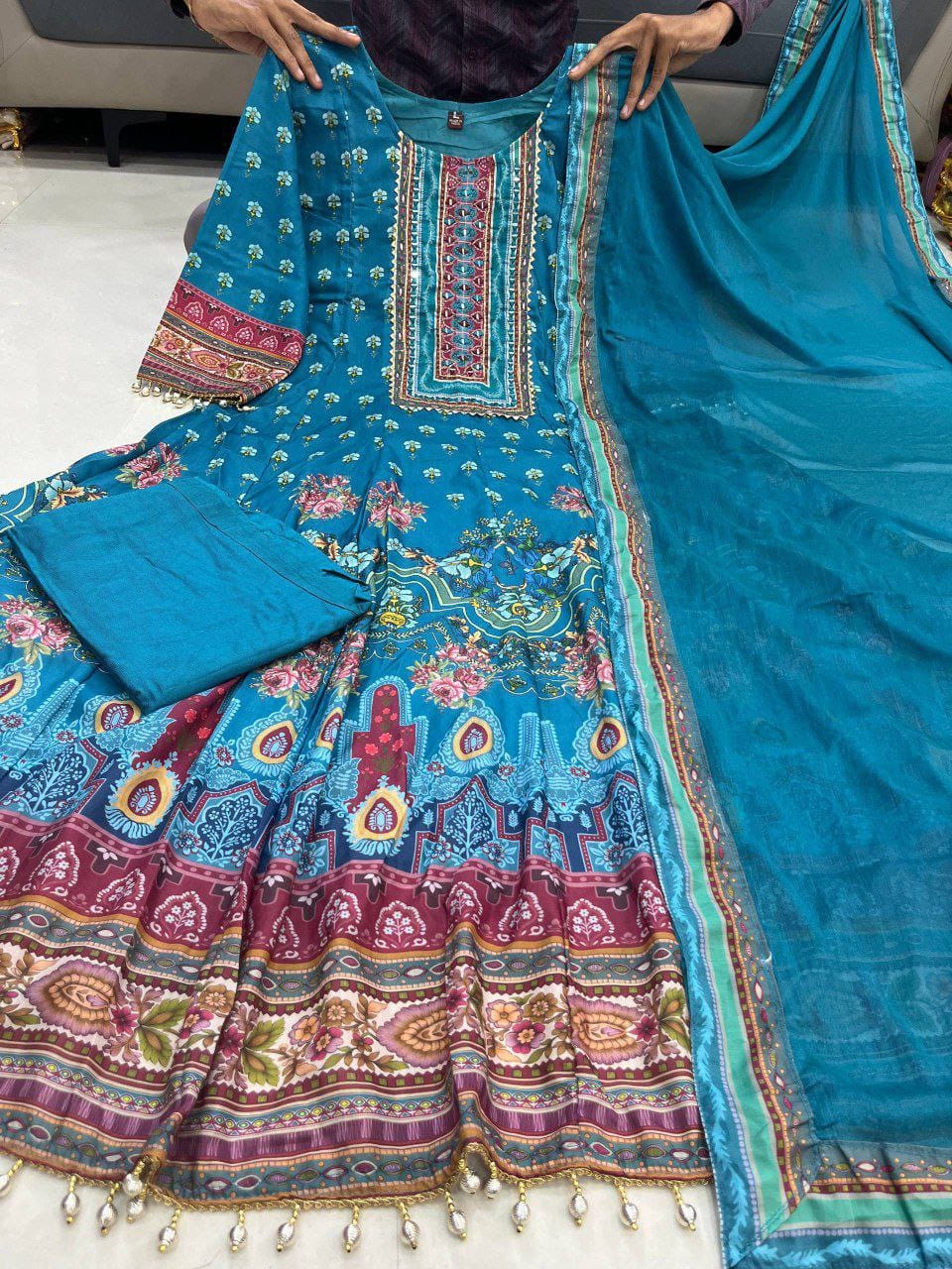 Premium Rajasthani Anarkali Suit Set with Dupatta