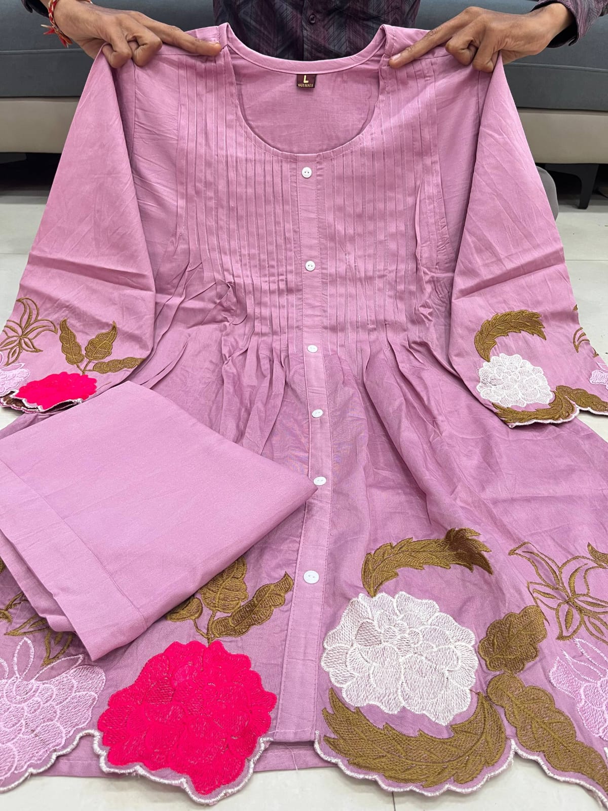 Premium Purple Chanderi Silk Co-Ord Set with Embroidery