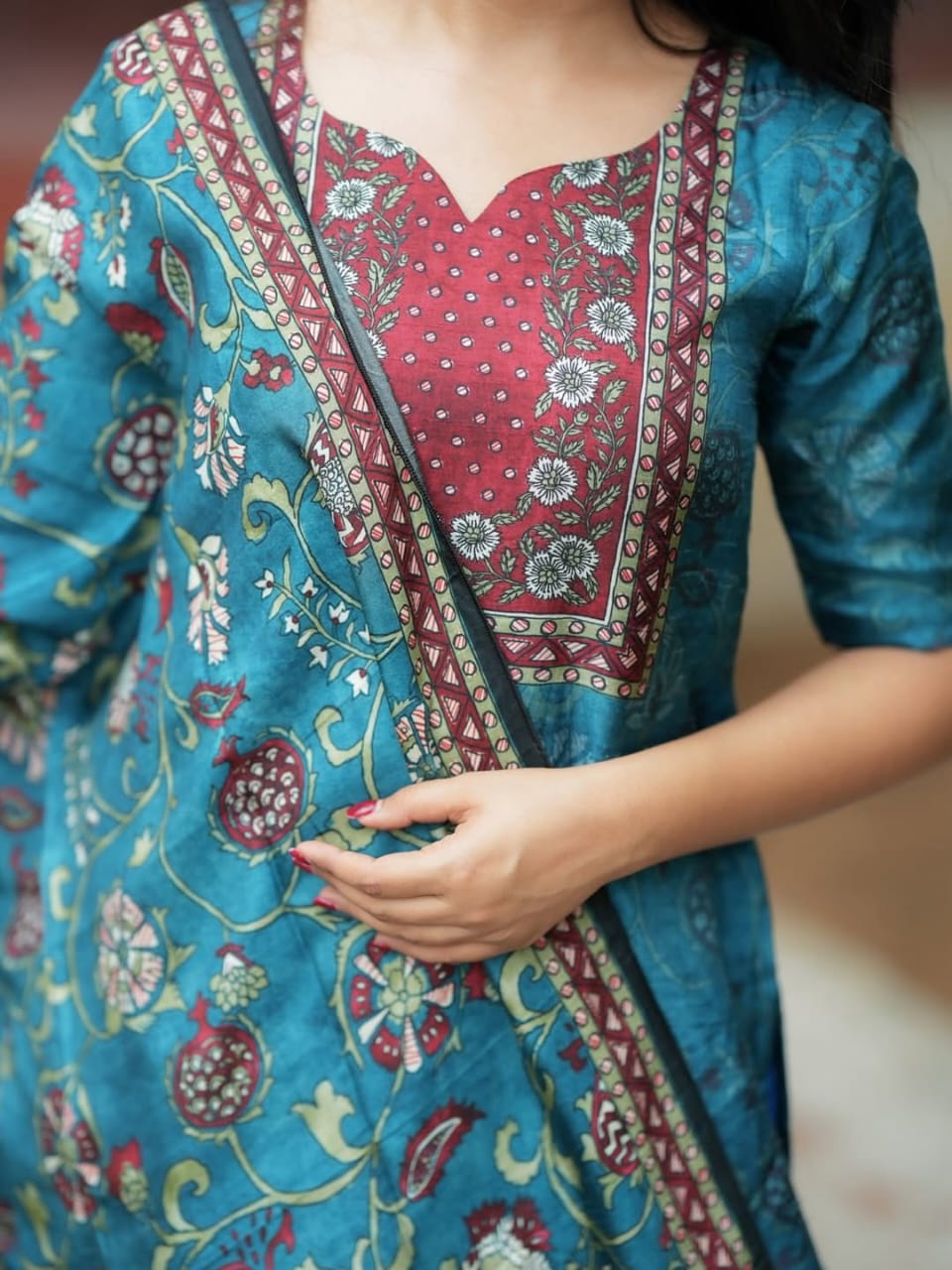 Festival Blue Rani Silk Suit Set with Dupatta