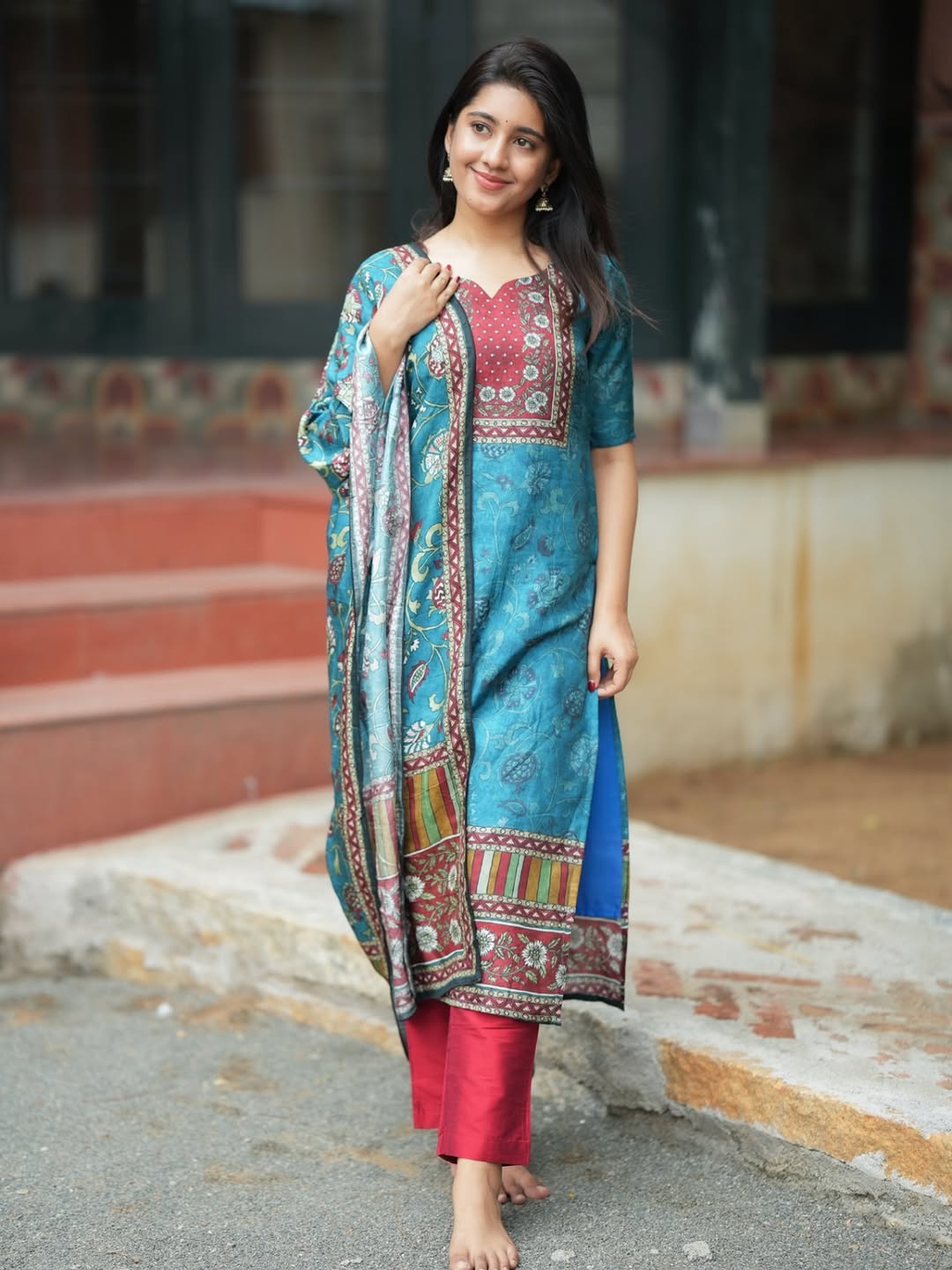 Festival Blue Rani Silk Suit Set with Dupatta
