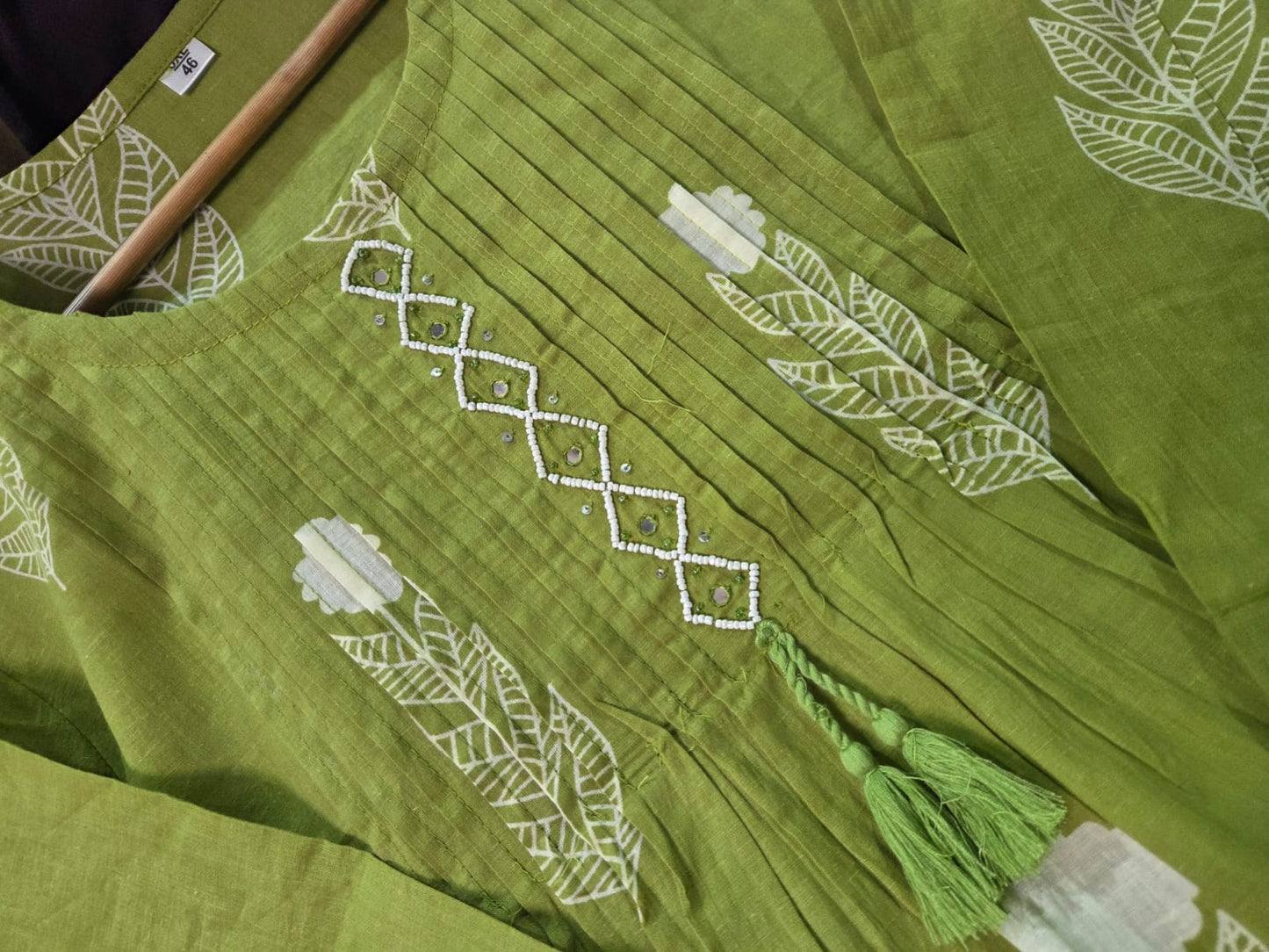 Premium Olive Green Cotton Kurti Pant Dupatta Set