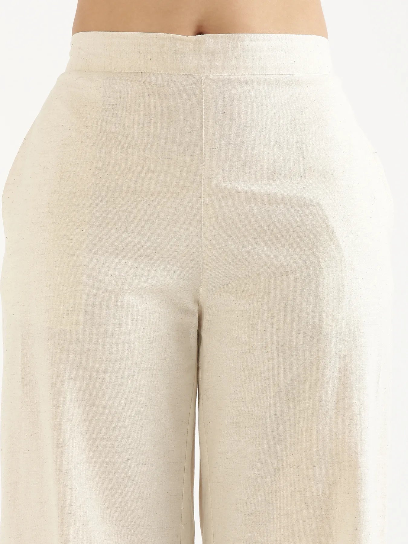 Women Ecru Airy Linen Wide Leg Pant