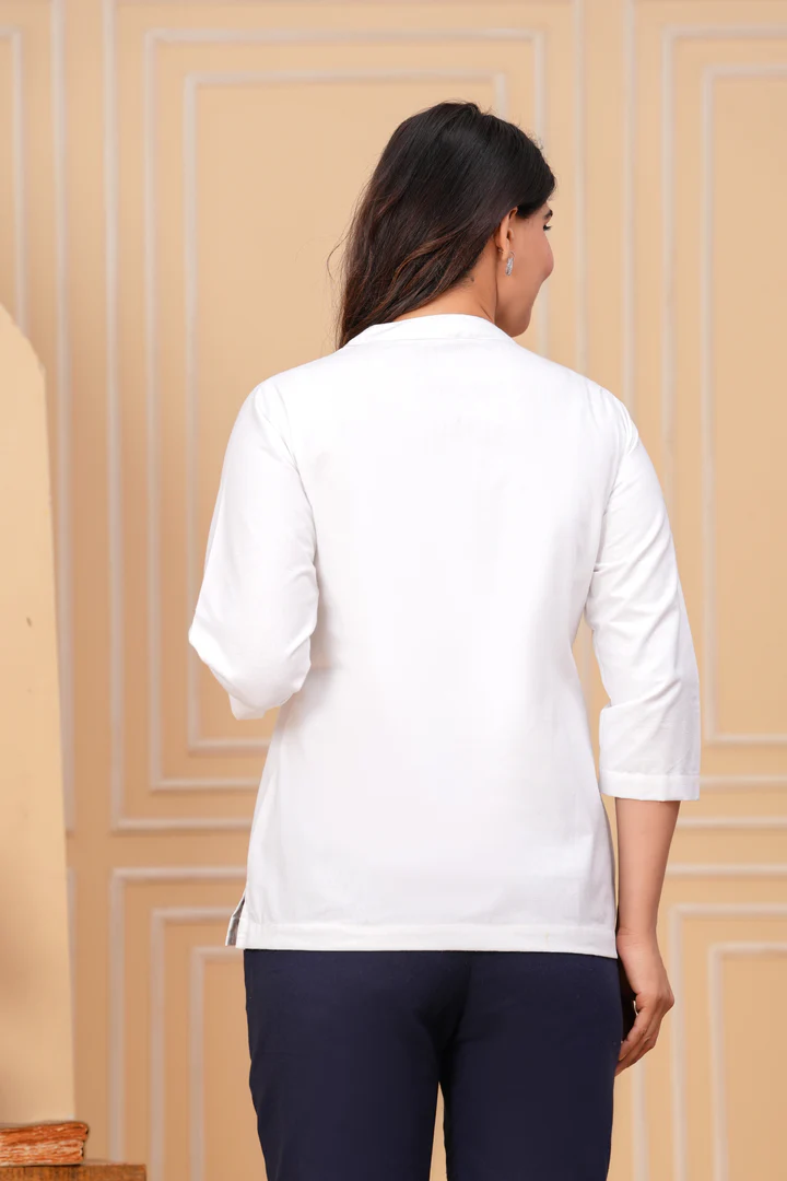 Effortless Style- White Airy Linen Short Kurti