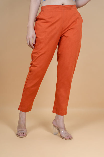 Orange Everyday Cotton Pant