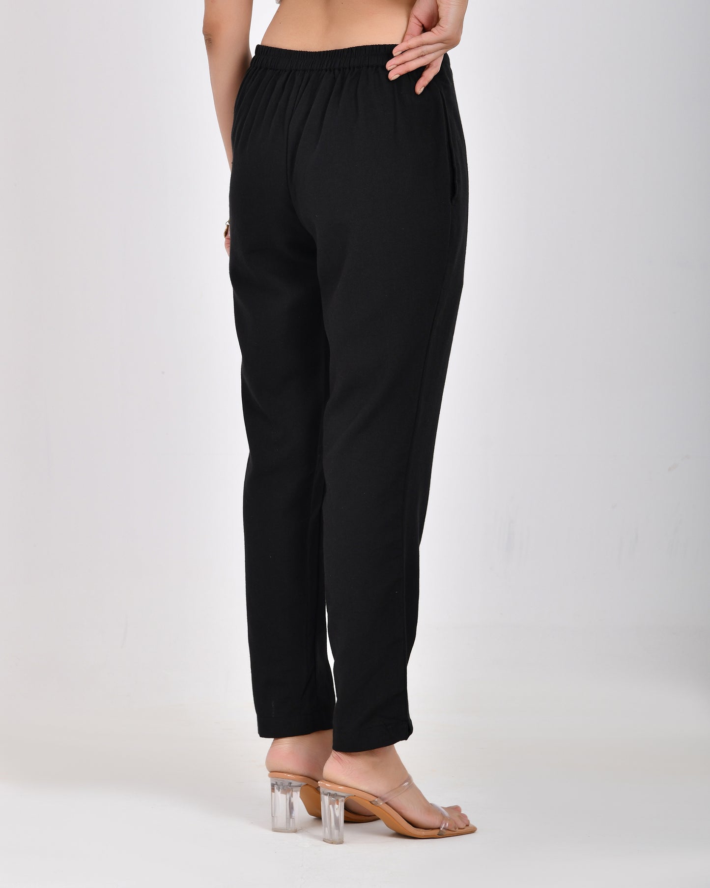 Black Linen Narrow Leg Pants